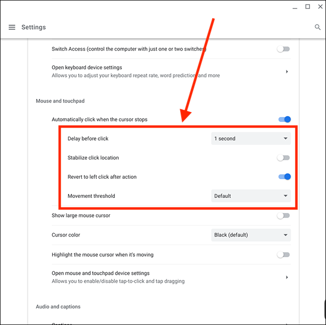 Customize the Automatic Click Setting on a Chromebook