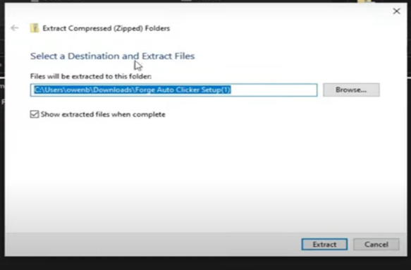 Extract Forge AutoClicker Zipped File