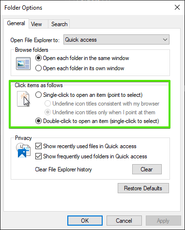 Check And Correct The Double-Click Settings