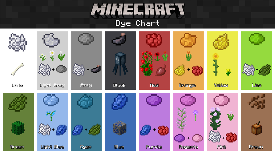 Minecraft Dye Colors