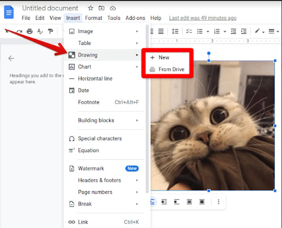 Drawing Option in Google Docs