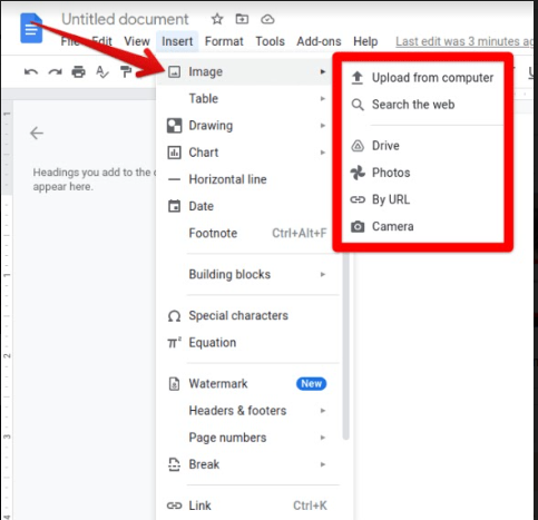 Insert Image in Google Docs