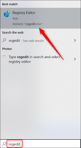 select “Registry Editor”